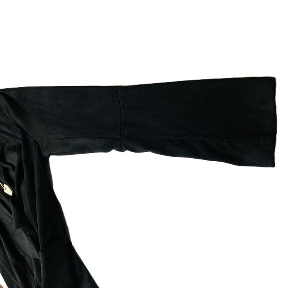 Max Studio Faux Suede Open Front Draped Jacket Black Size S Pocket Stretchy - Picture 8 of 15